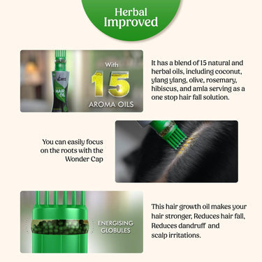 VCare New Improved Herbal Hair Oil with Wonder Cap - 100 ml | 15 Active Herbs Oils for Conditioning, and Hair Fall Control | Ideal For All Types of Hair (Pack of 2)